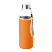 UTAH GLASS Drinkfles met neopreen tasje oranje relatiegeschenken