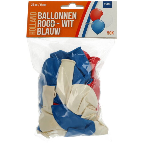 Ballonnen Rood-Wit-Blauw 23cm - 50 stuks